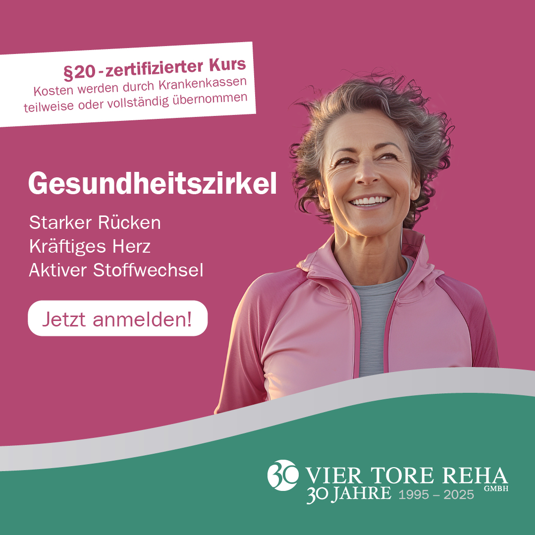 Starten Sie mit unserem Gesundheitszirkel und profitieren Sie von der Kostenübernahme der Krankenkasse für diesen Sportkurs.